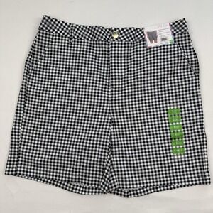 Stella Parker Women's Shorts 10 Stretch Navy Blue Gingham Check Golf NEW $46